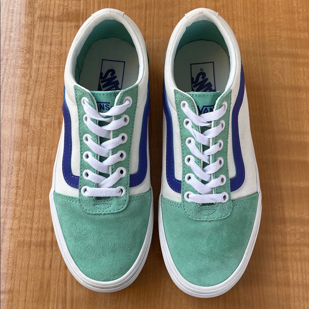 Vans Women’s Skateboard Sneakers Size 8 Green and Blue - Picture 3 of 13